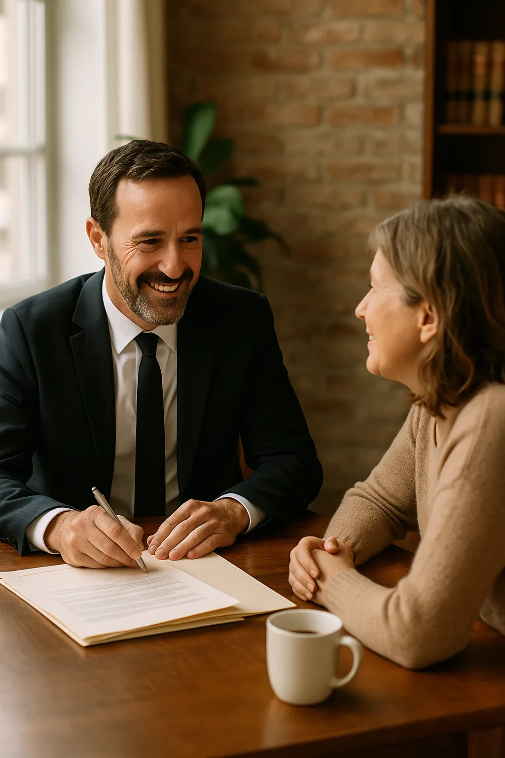 Avocat avec client satisfait